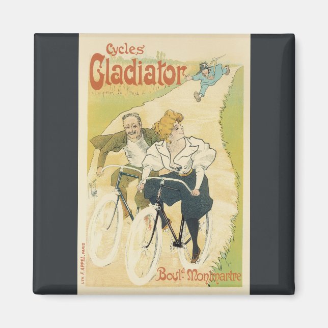 Íman Vintage Art Nouveau, Gladiator Ciclos Bicicletas (Frente)
