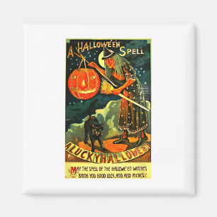 Íman Vintage Art Retro Halloween Witch