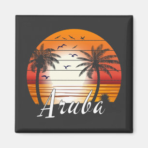 Íman Vintage Aruba Palm Trees Summer Beach