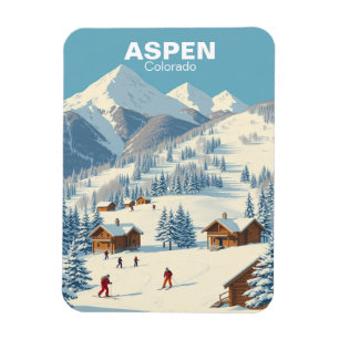 Íman Vintage Aspen Skiing Colorado Viagem