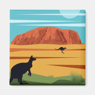 Íman Vintage Ayers Rock Austrália Kangaroos Viagem
