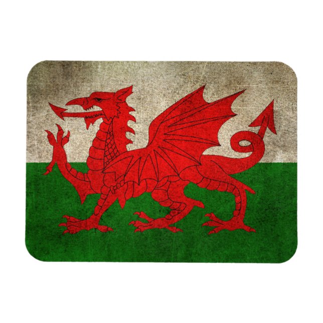 Íman Vintage - Bandeira em dificuldades do País de Gale (Horizontal)