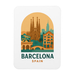 Íman Vintage Barcelona Espanha Viagem Sagrada Familia