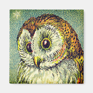 Íman Vintage barn owl ilustração fofa noite estrelada