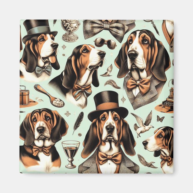 Íman Vintage Basset Hound Seimune (Frente)