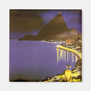 Íman Vintage Beach à noite no Rio de Janeiro, Brasil