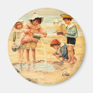 Íman Vintage Beach Boy Children Fine Art