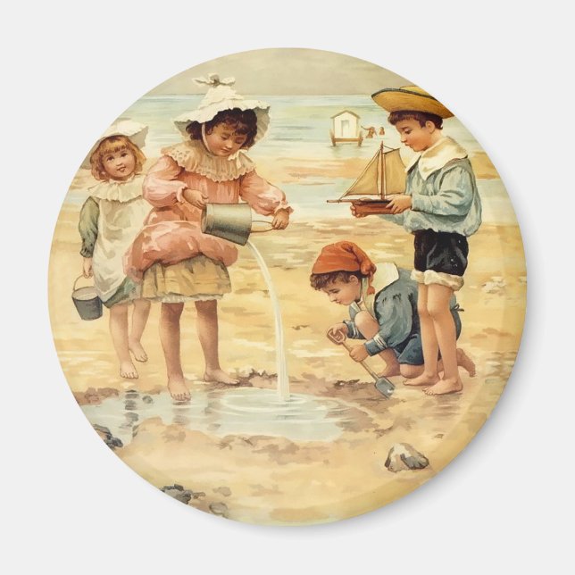 Íman Vintage Beach Boy Children Fine Art (Frente)
