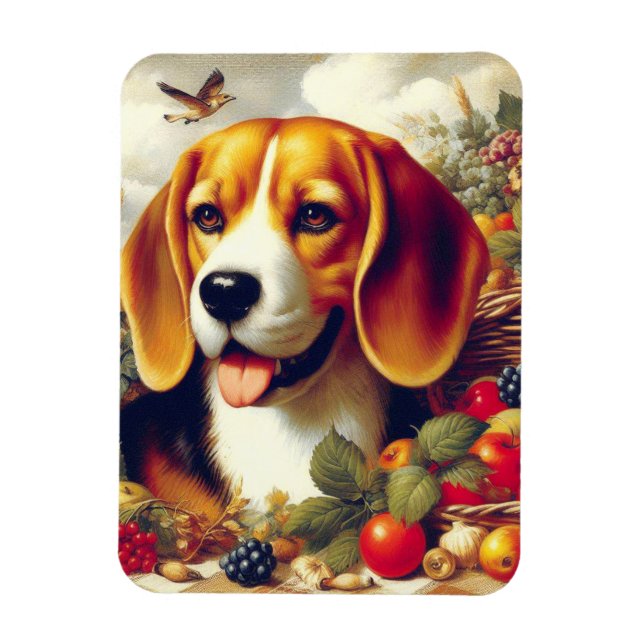 Íman Vintage Beagle Puppy Painting (Vertical)