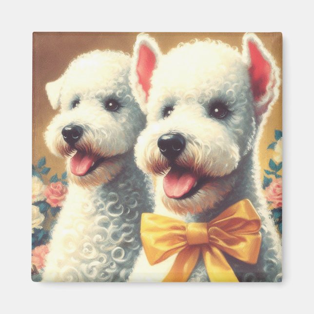 Íman Vintage Bedlington Terrier Painting (Frente)