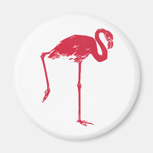 Íman Vintage Birds, um Flamingo Rosa