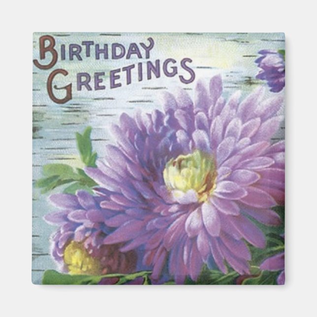 Íman Vintage Birthday Magnet Com Flores (Frente)
