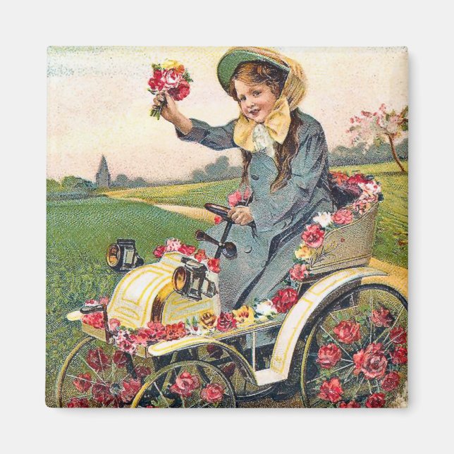 Íman Vintage Birthday Saudação (Frente)