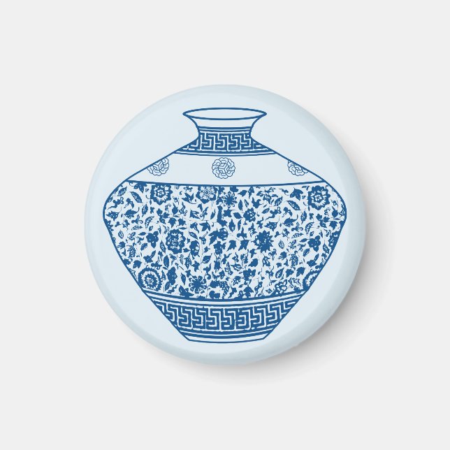 Íman Vintage Blue Chinoiserie Vase Ginger Jar (Frente)