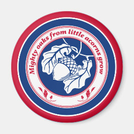 Íman Vintage Blue Red White Proverb Oak Acorn Ink Art