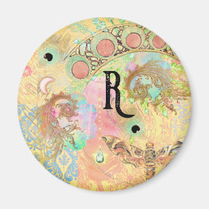 Íman Vintage boêmia, arte hippie pastel única