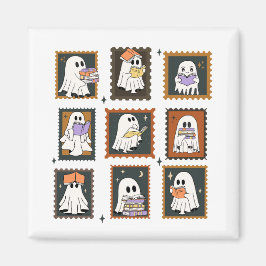 Íman Vintage Bookworm Ghosts Stamps Halloween