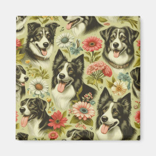 Íman Vintage Border Collie Painting