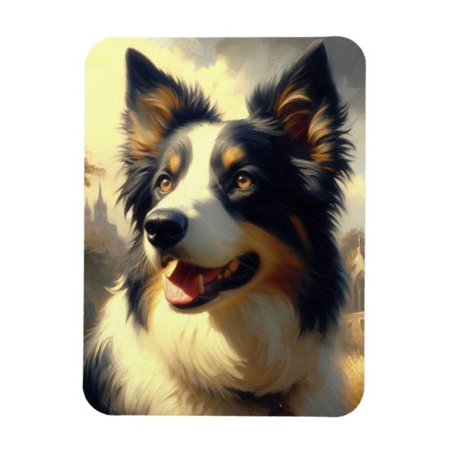 Íman Vintage Border Collie Painting (Vertical)