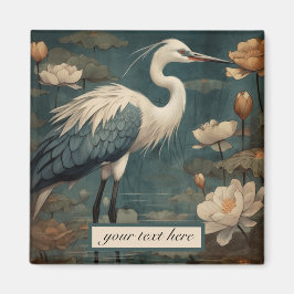 Íman Vintage botânica, grua azul, personalizável