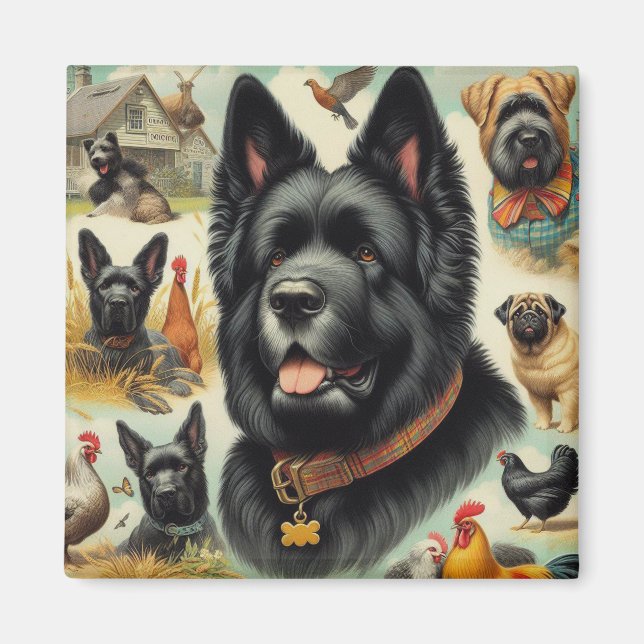 Íman Vintage Bouvier des Flandres Seamless (Frente)