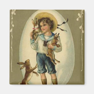 Íman Vintage Boy com coelhos