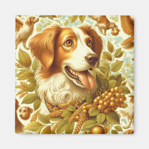 Íman Vintage Brittany Dog Painting