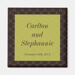 Íman Vintage Brown/Green Wedding Magnet Favor