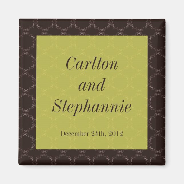 Íman Vintage Brown/Green Wedding Magnet Favor (Frente)