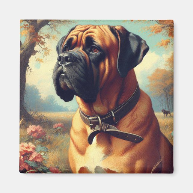 Íman Vintage Bullmastiff Painting (Frente)