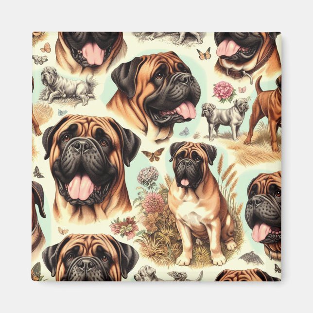 Íman Vintage Bullmastiff Seamless (Frente)