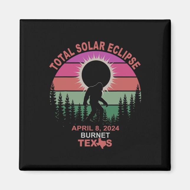 Íman Vintage Burnet Texas Total Solar Eclipse 2024 (Frente)