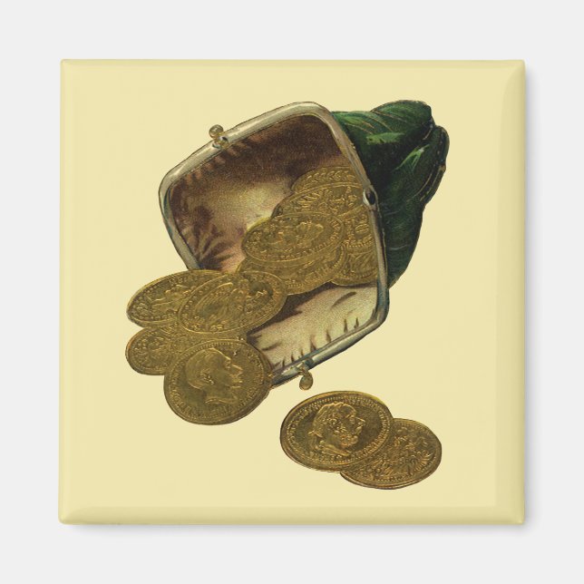 Íman Vintage Business Finance, Moeda Dourada na Bolsa (Frente)