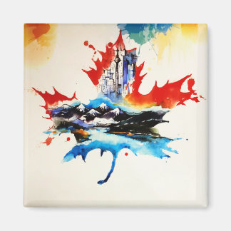 Íman Vintage Canada Maple Leaf Viagem Love Watercolor