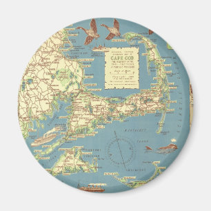 Íman Vintage Cape Cod Mapa (1940)