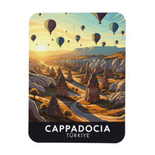 Íman Vintage Cappadocia Turkey Hot Air Balloons Viagem