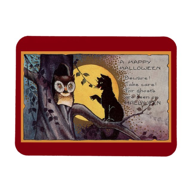 Íman Vintage Cat and Owl (Horizontal)