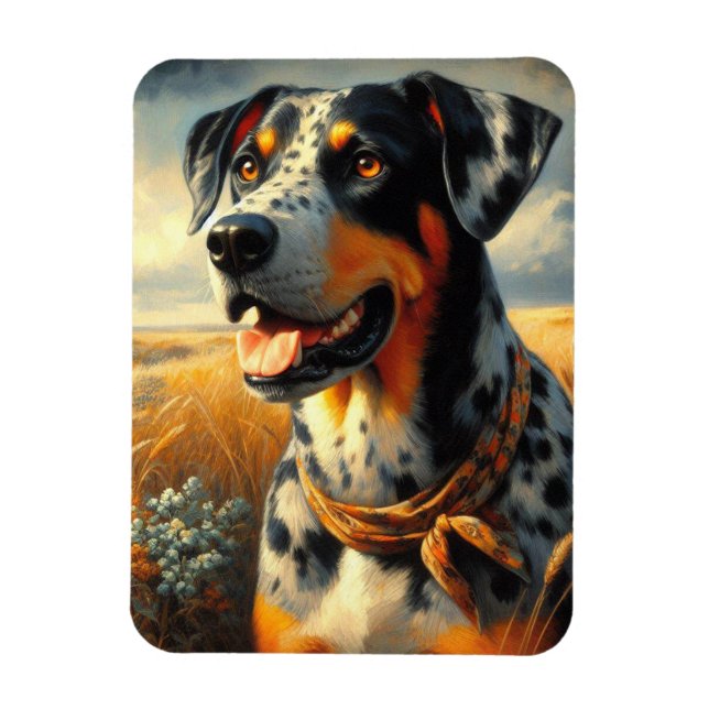 Íman Vintage Catahoula Leopard Dog Painting (Vertical)