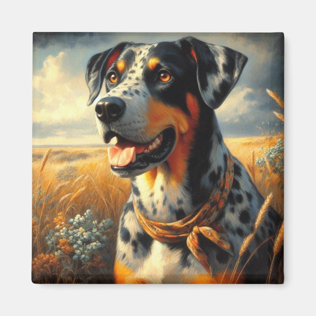 Íman Vintage Catahoula Leopard Dog Painting (Frente)