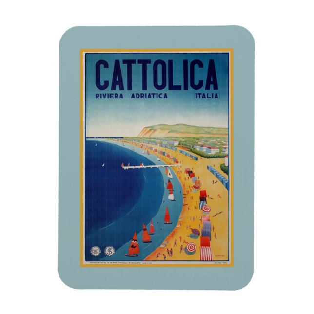 Íman Vintage Cattolica praia viagem italiana (Vertical)