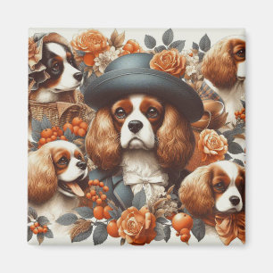 Íman Vintage Cavalier King Charles Spaniel Painting