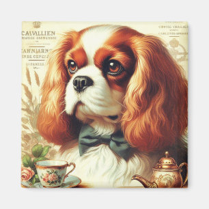 Íman Vintage Cavalier King Charles Spaniel Painting