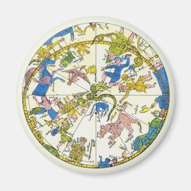 Íman Vintage Celestial, Esfera Árabe, Constelações (Frente)