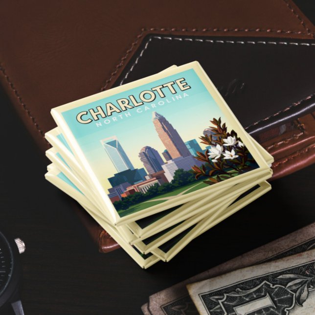 Íman Vintage Charlotte Carolina do Norte (Criador carregado)