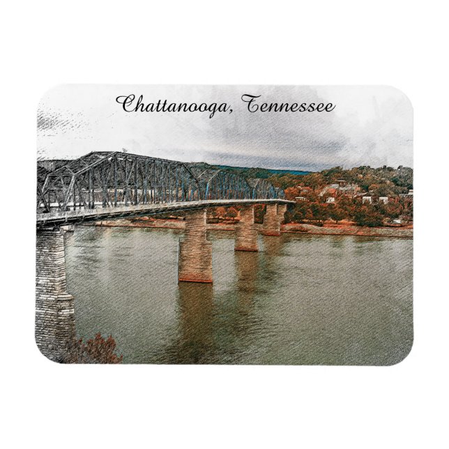 Íman Vintage Chattanooga, Ponte Walnut do Tennessee (Horizontal)