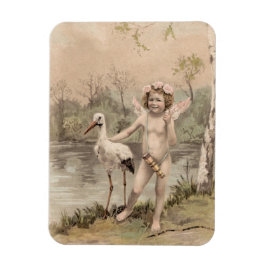 Íman Vintage Cherub com Stork pelo Lago