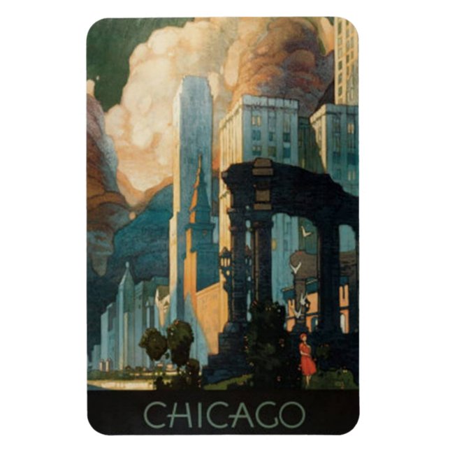 Íman Vintage Chicago, EUA - (Vertical)