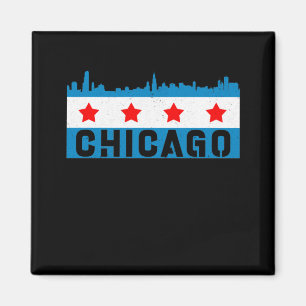 Íman Vintage Chicago Flag Skyline