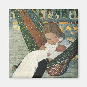 Íman Vintage Child com uma boneca de Jessie Willcox Smi