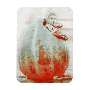 Íman Vintage Child in a Giant Pumpkin